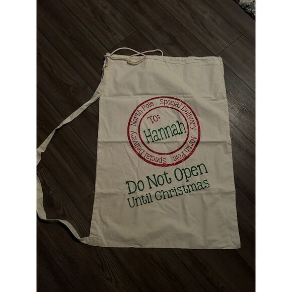 22” x 32” Personalized (Hannah) Christmas Gift Sack with Carrying Strap - Picture 1 of 2